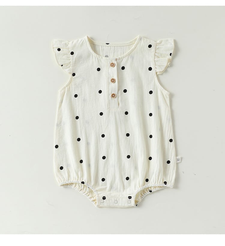 Dot Print Cotton Romper ガーゼ ドット 半袖ロンパース【mh0013040】 Beitaoya 半袖ロンパース