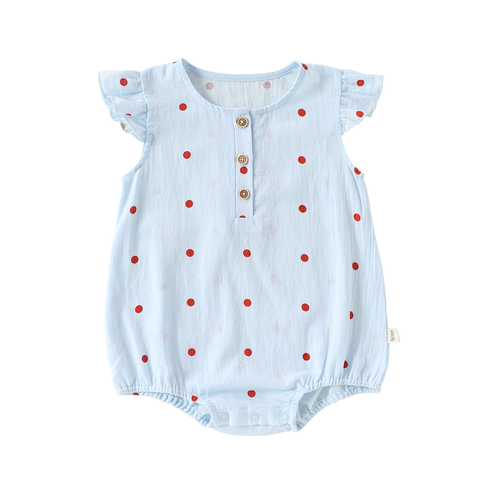 Dot Print Cotton Romper ガーゼ ドット 半袖ロンパース【mh0013040】 Blue / 66cm Beitaoya 半袖ロンパース