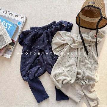 Dot Ruffle Cotton Harem Pants ドット ラッフル スウェットパンツ【mh0012447】 ADbaby ロングパンツ・スウェットパンツ