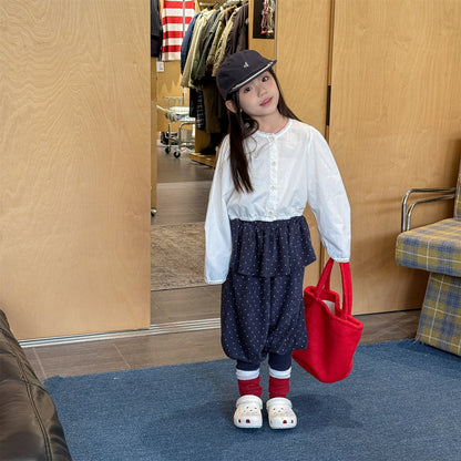 Dot Ruffle Cotton Harem Pants ドット ラッフル スウェットパンツ【mh0012447】 ADbaby ロングパンツ・スウェットパンツ