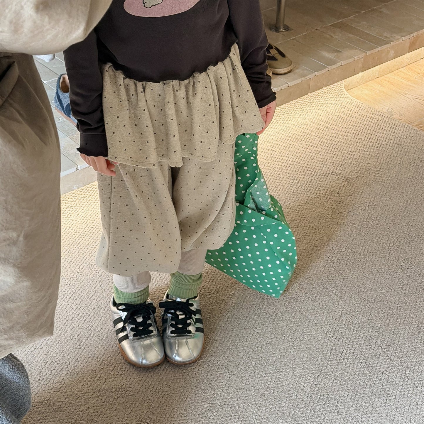 Dot Ruffle Cotton Harem Pants ドット ラッフル スウェットパンツ【mh0012447】 ADbaby ロングパンツ・スウェットパンツ
