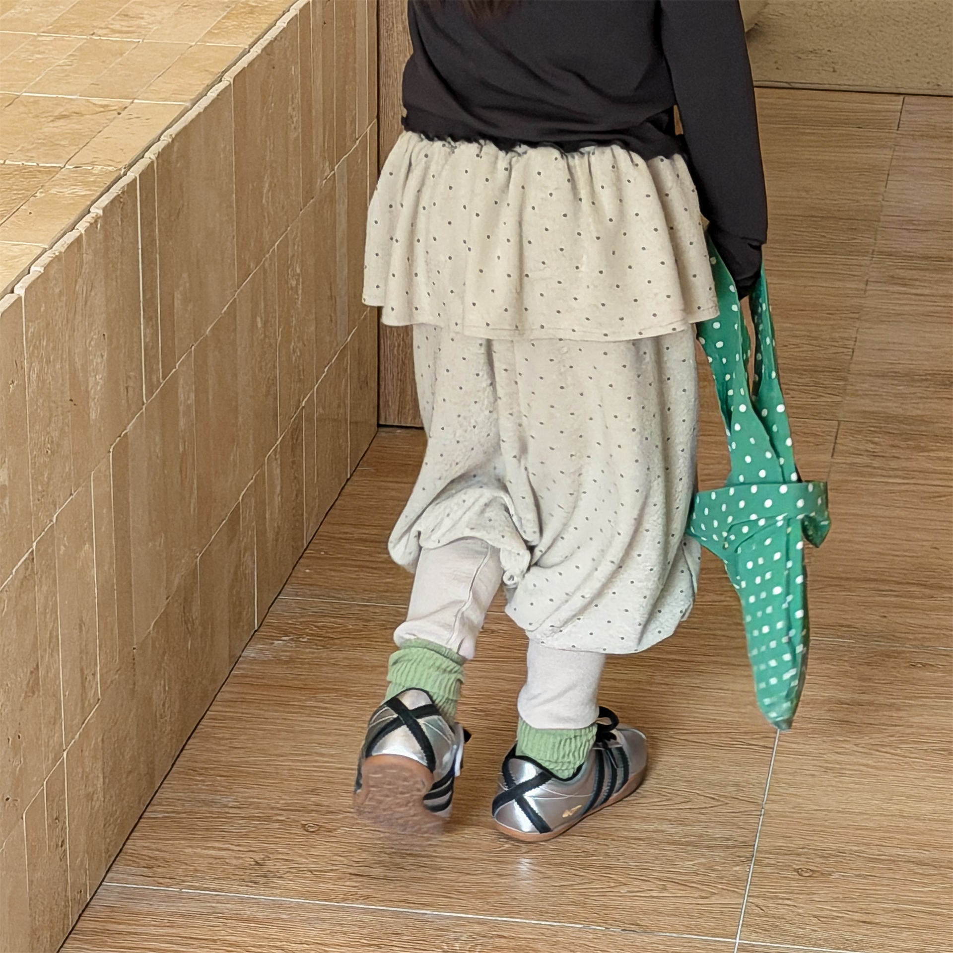 Dot Ruffle Cotton Harem Pants ドット ラッフル スウェットパンツ【mh0012447】 ADbaby ロングパンツ・スウェットパンツ