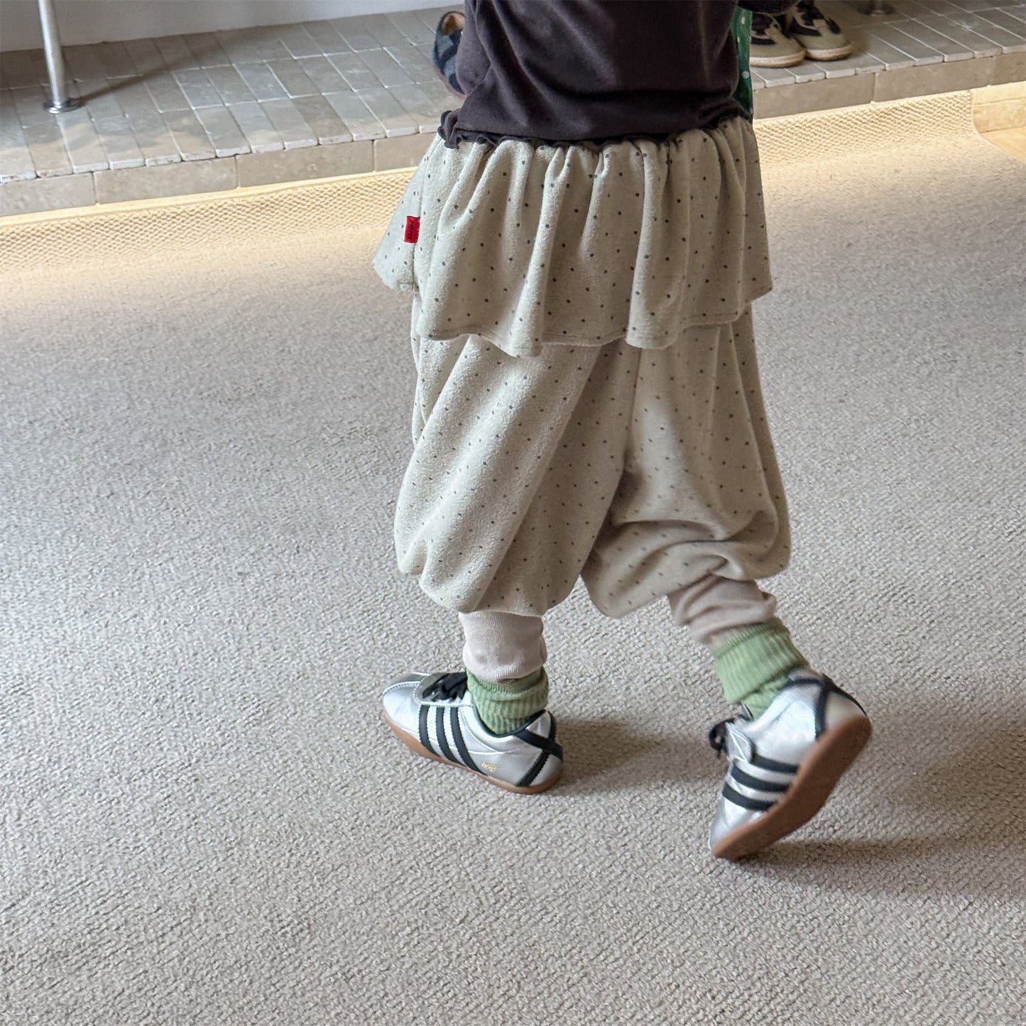 Dot Ruffle Cotton Harem Pants ドット ラッフル スウェットパンツ【mh0012447】 ADbaby ロングパンツ・スウェットパンツ