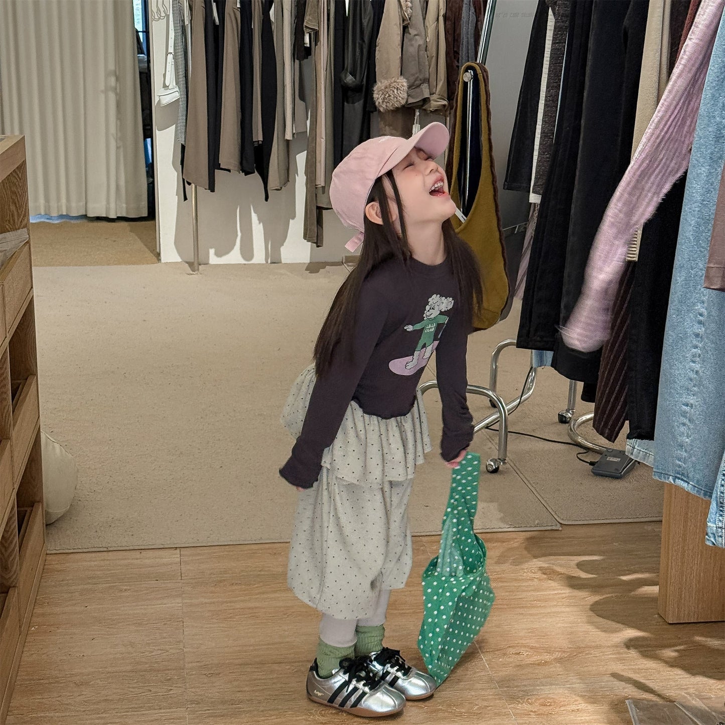 Dot Ruffle Cotton Harem Pants ドット ラッフル スウェットパンツ【mh0012447】 ADbaby ロングパンツ・スウェットパンツ