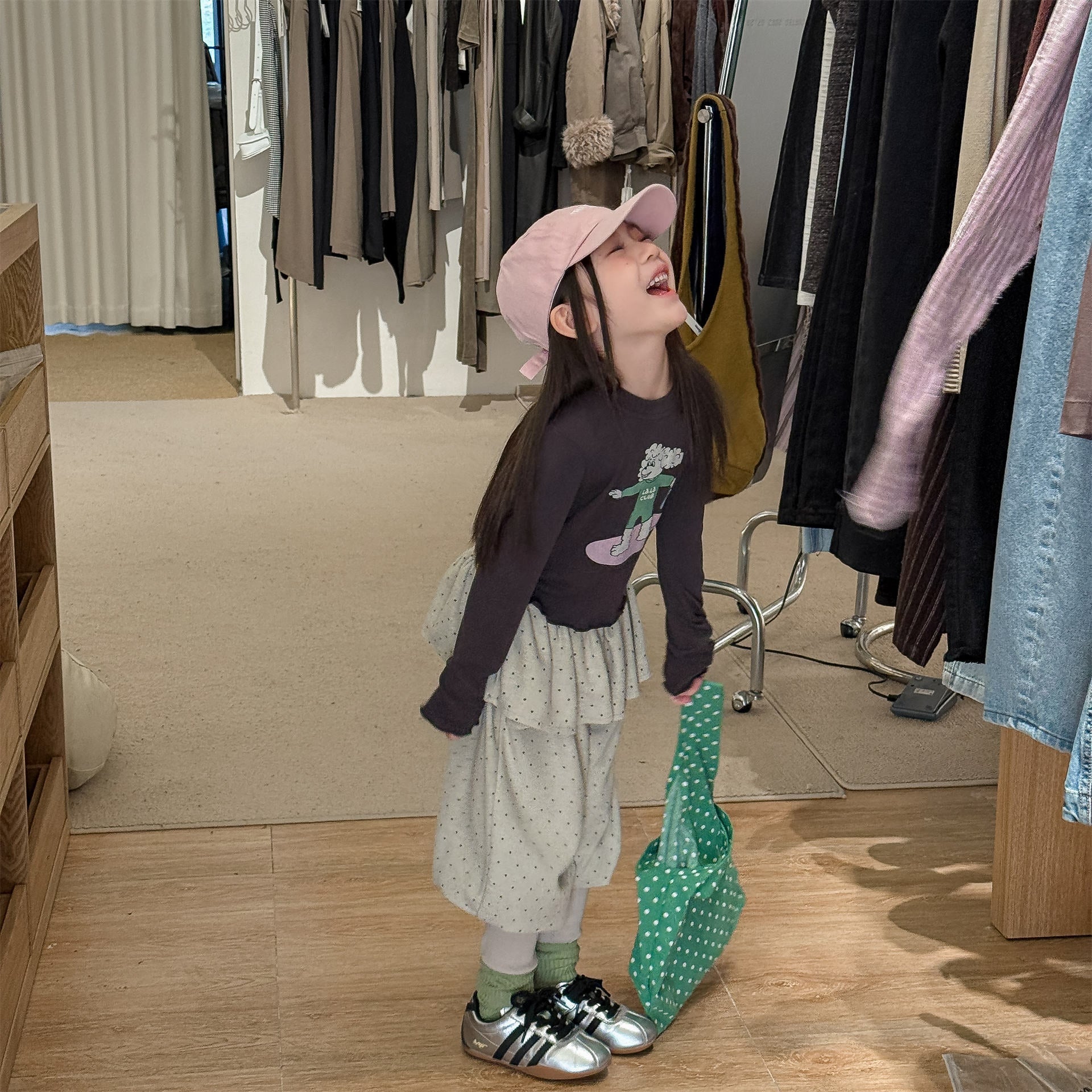 Dot Ruffle Cotton Harem Pants ドット ラッフル スウェットパンツ【mh0012447】 ADbaby ロングパンツ・スウェットパンツ