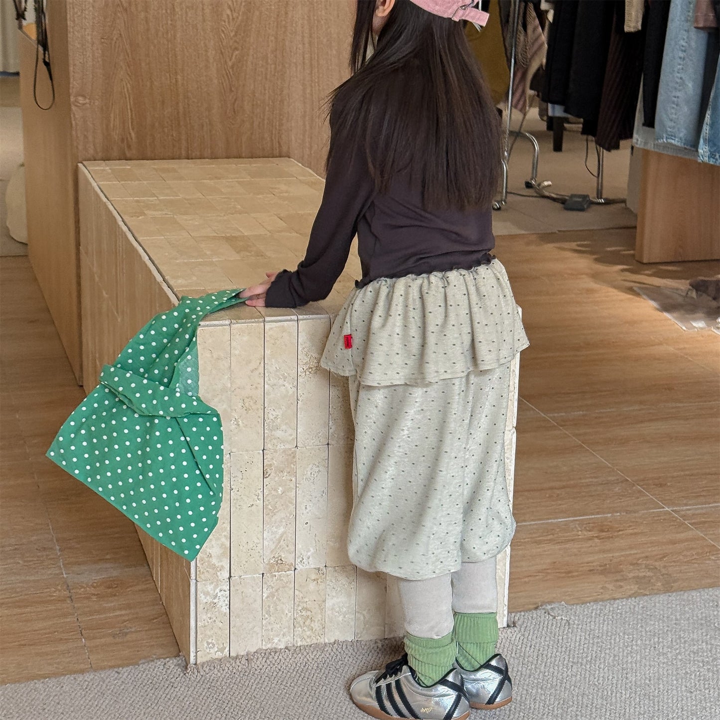 Dot Ruffle Cotton Harem Pants ドット ラッフル スウェットパンツ【mh0012447】 ADbaby ロングパンツ・スウェットパンツ