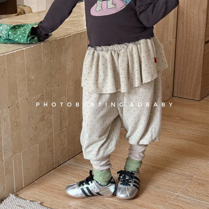 Dot Ruffle Cotton Harem Pants ドット ラッフル スウェットパンツ【mh0012447】 ADbaby ロングパンツ・スウェットパンツ