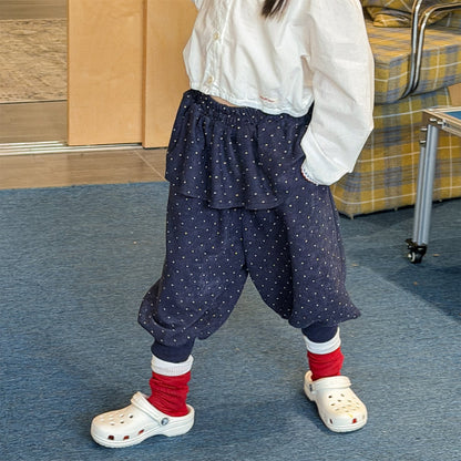 Dot Ruffle Cotton Harem Pants ドット ラッフル スウェットパンツ【mh0012447】 ADbaby ロングパンツ・スウェットパンツ