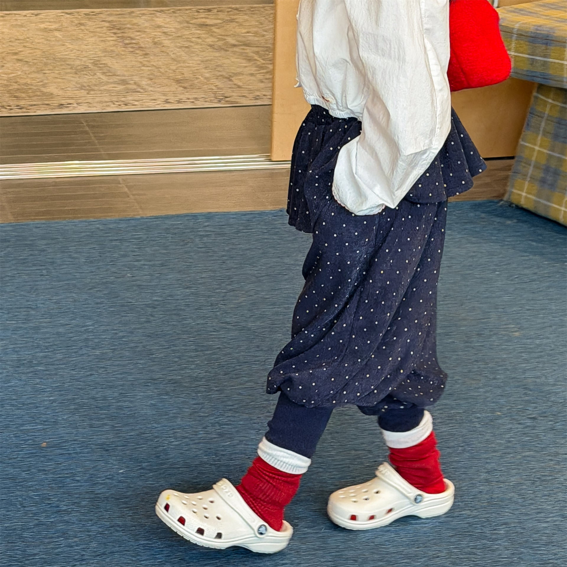 Dot Ruffle Cotton Harem Pants ドット ラッフル スウェットパンツ【mh0012447】 ADbaby ロングパンツ・スウェットパンツ