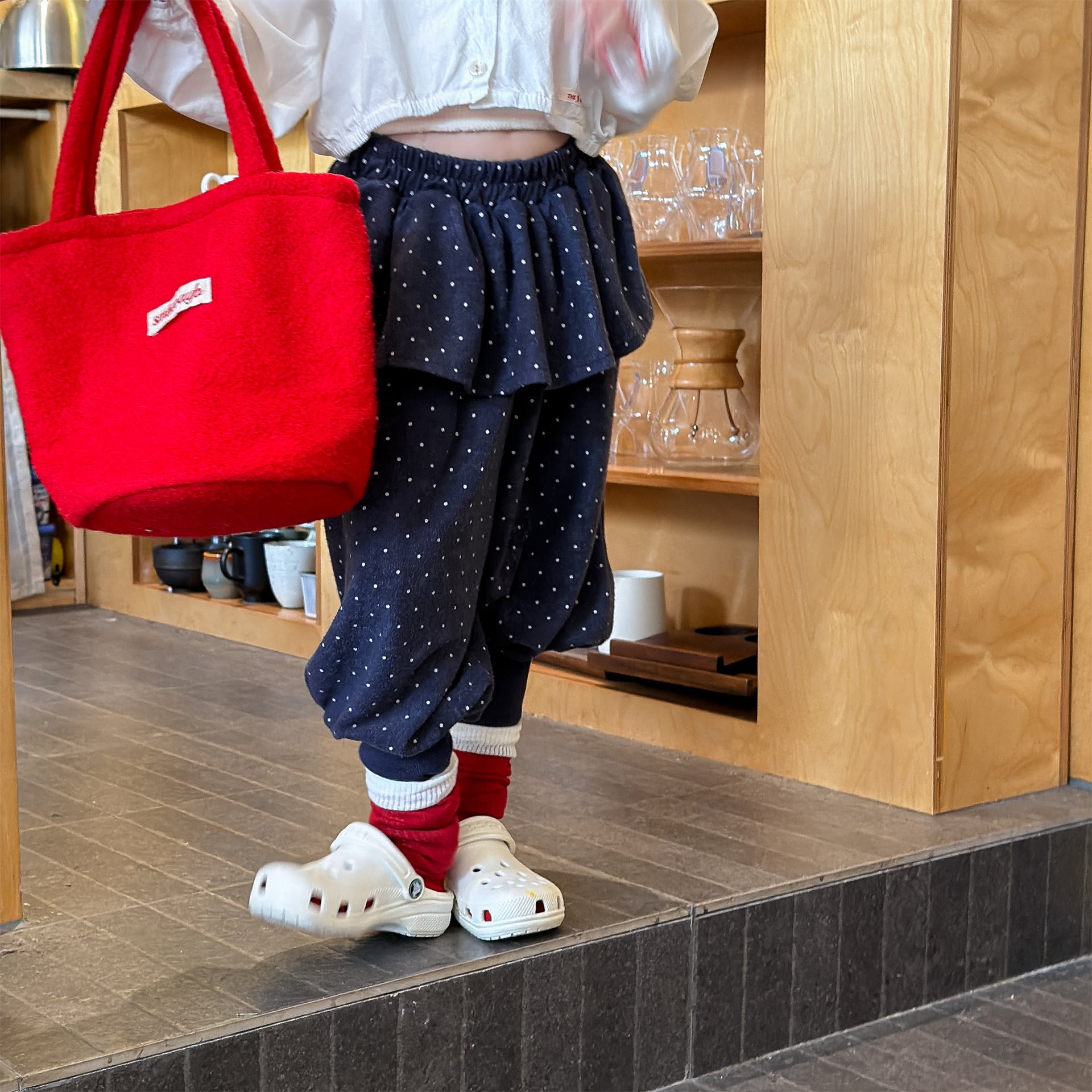 Dot Ruffle Cotton Harem Pants ドット ラッフル スウェットパンツ【mh0012447】 ADbaby ロングパンツ・スウェットパンツ