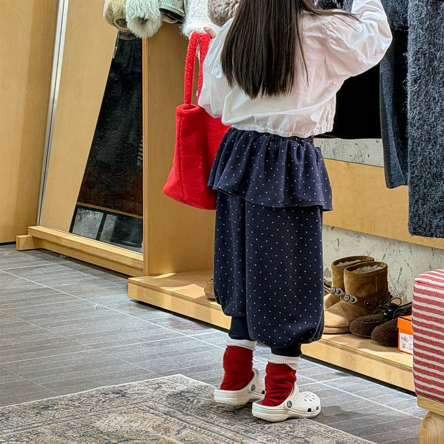 Dot Ruffle Cotton Harem Pants ドット ラッフル スウェットパンツ【mh0012447】 ADbaby ロングパンツ・スウェットパンツ