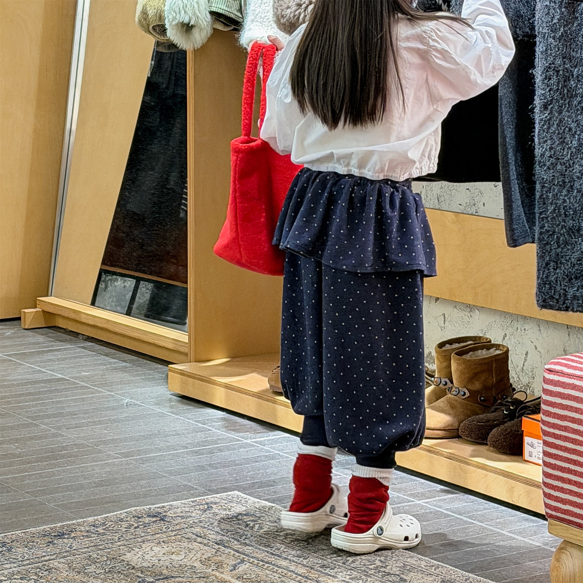 Dot Ruffle Cotton Harem Pants ドット ラッフル スウェットパンツ【mh0012447】 ADbaby ロングパンツ・スウェットパンツ