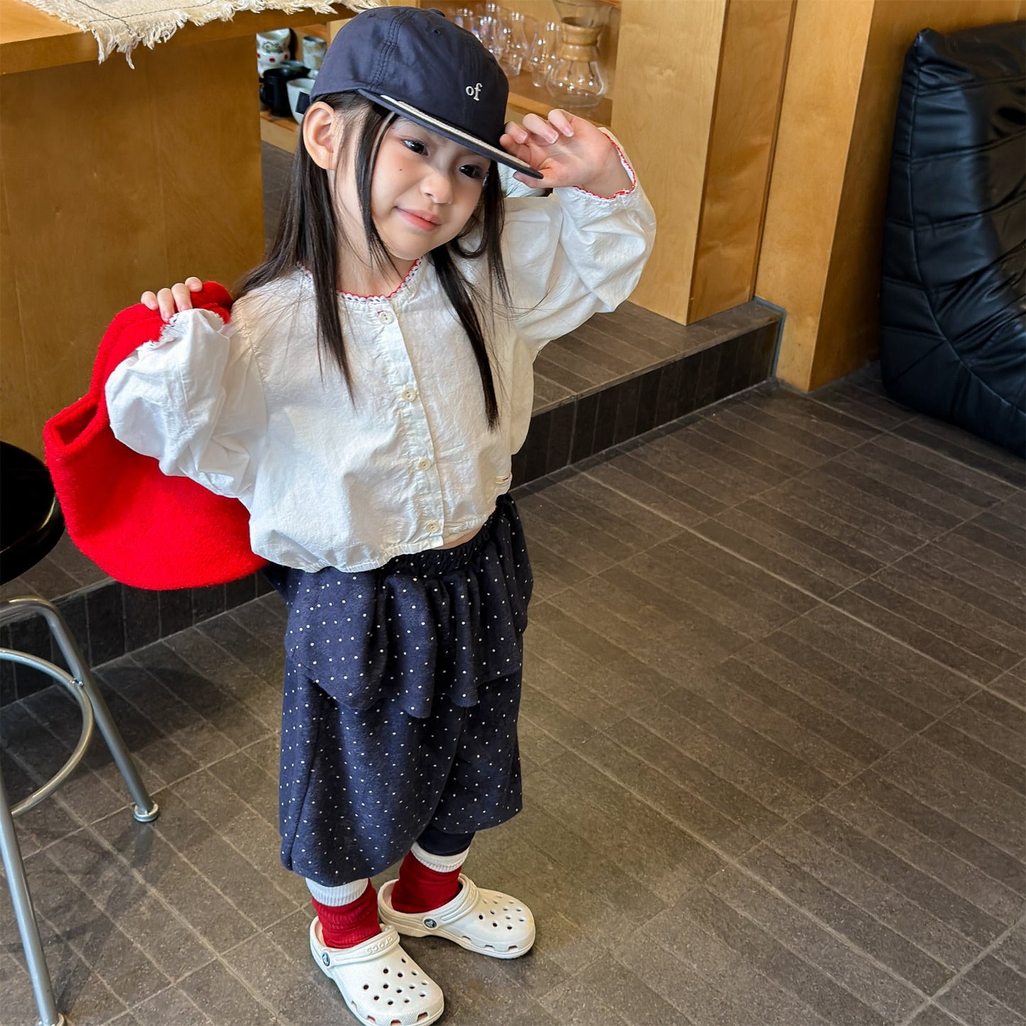 Dot Ruffle Cotton Harem Pants ドット ラッフル スウェットパンツ【mh0012447】 ADbaby ロングパンツ・スウェットパンツ