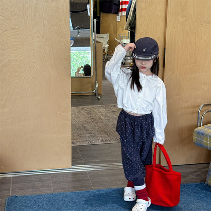 Dot Ruffle Cotton Harem Pants ドット ラッフル スウェットパンツ【mh0012447】 ADbaby ロングパンツ・スウェットパンツ