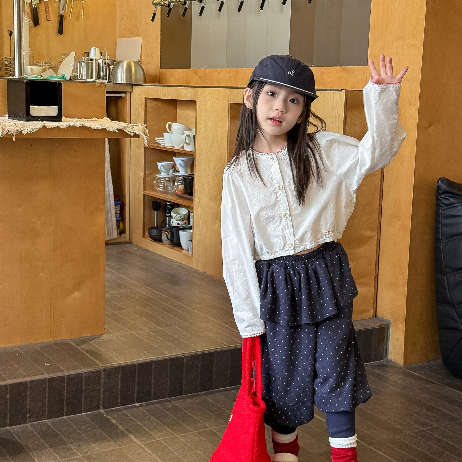 Dot Ruffle Cotton Harem Pants ドット ラッフル スウェットパンツ【mh0012447】 ADbaby ロングパンツ・スウェットパンツ