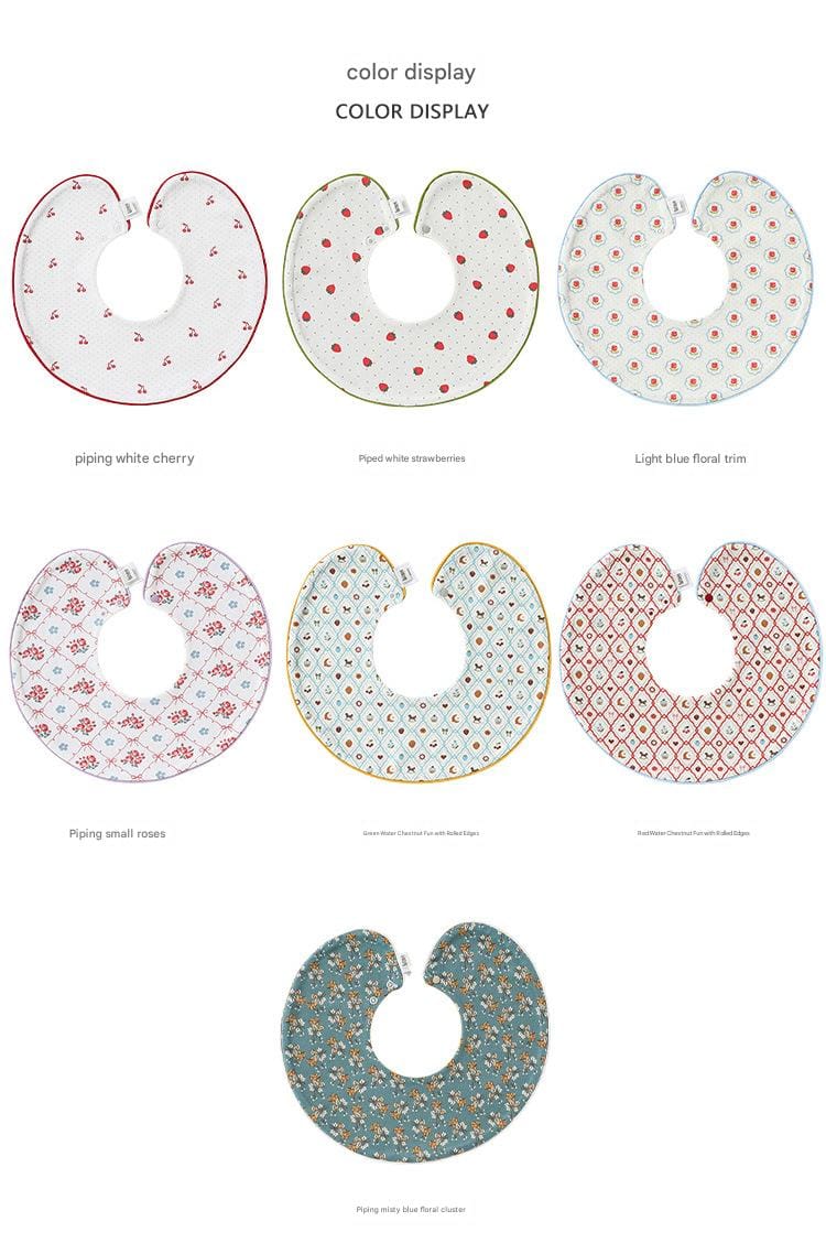 Double Sided Contrast Piping Cotton フルーツ チェリー スタイ【mh0012772】 Beitaoya よだれかけ