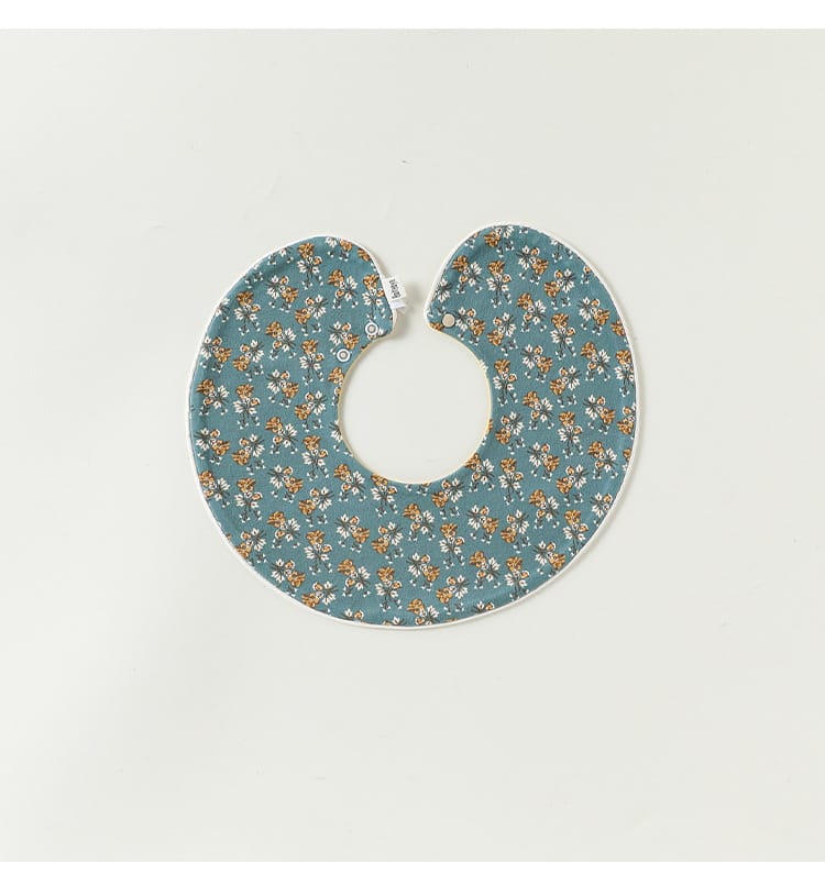Double Sided Contrast Piping Cotton フルーツ チェリー スタイ【mh0012772】 Piping mist blue flower clusters / One Size Beitaoya よだれかけ