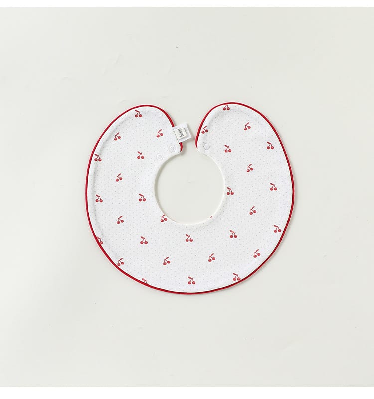 Double Sided Contrast Piping Cotton フルーツ チェリー スタイ【mh0012772】 Piping white cherry / One Size Beitaoya よだれかけ