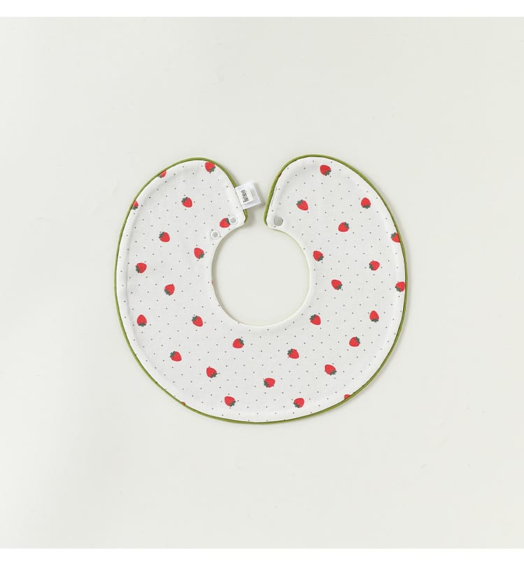 Double Sided Contrast Piping Cotton フルーツ チェリー スタイ【mh0012772】 Piping white strawberries / One Size Beitaoya よだれかけ