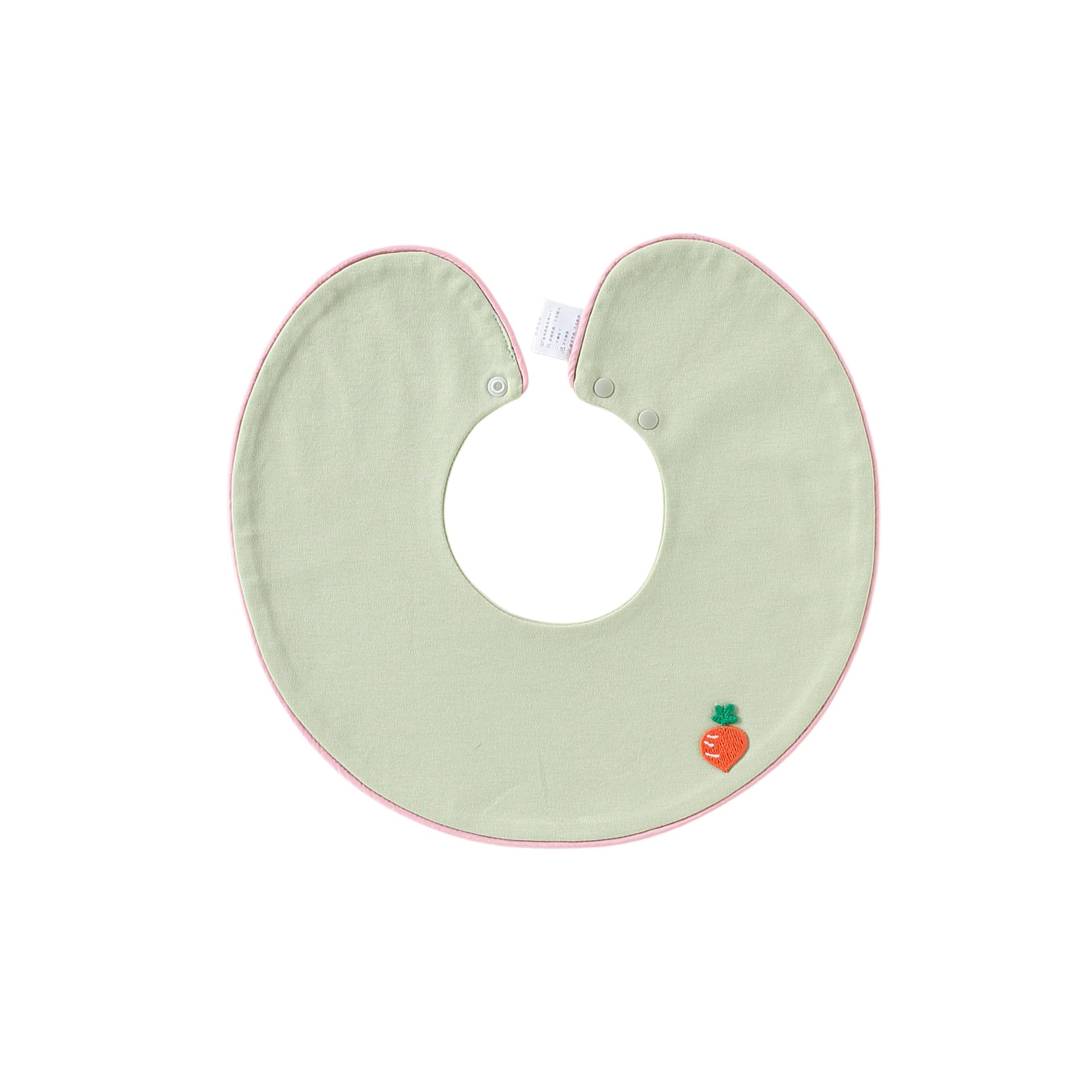 Double Sided Contrast Piping Cotton ワンポイント 刺繍 スタイ【mh0012774】 Piping beans and green carrots / One Size Beitaoya よだれかけ
