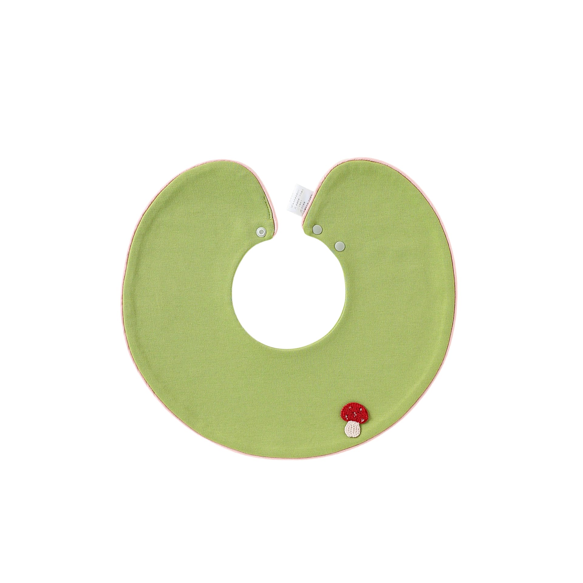 Double Sided Contrast Piping Cotton ワンポイント 刺繍 スタイ【mh0012774】 Piping fruit green mushroom / One Size Beitaoya よだれかけ