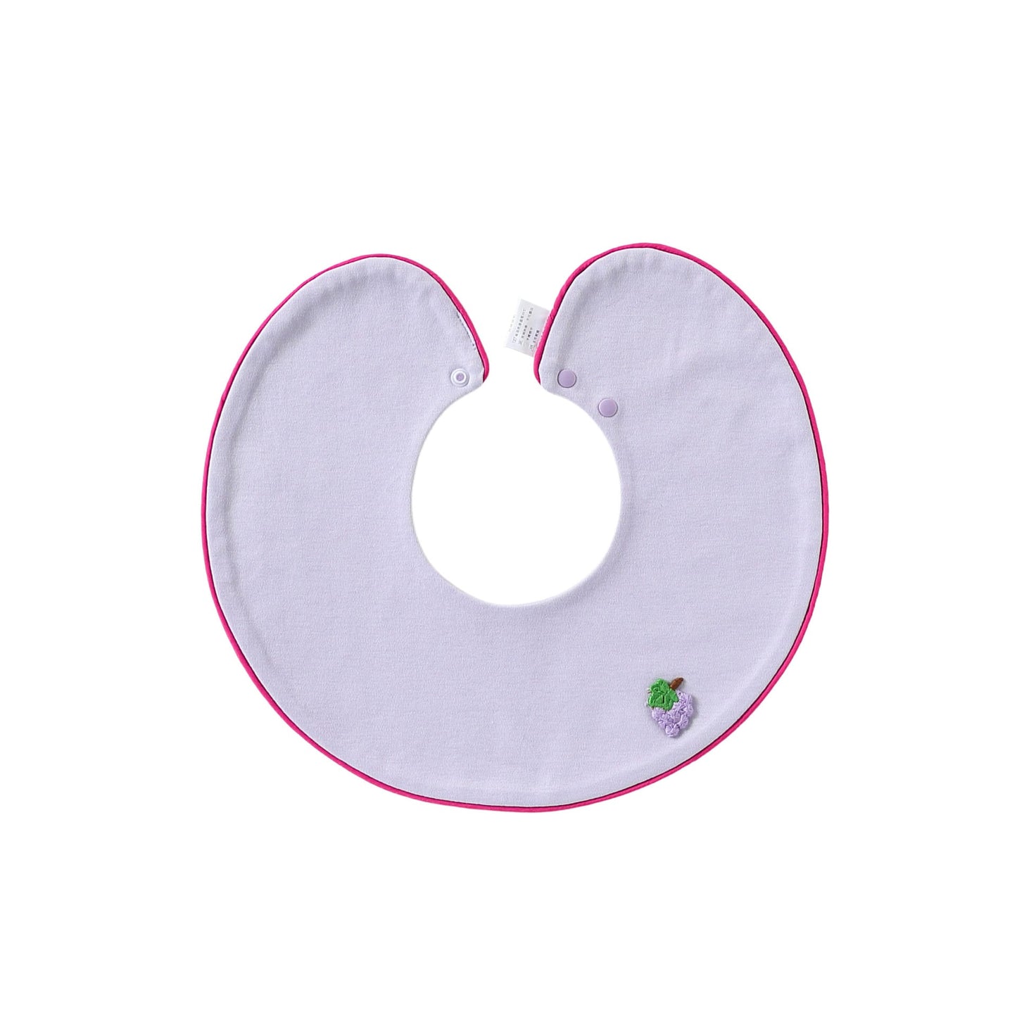 Double Sided Contrast Piping Cotton ワンポイント 刺繍 スタイ【mh0012774】 Piping purple grapes / One Size Beitaoya よだれかけ