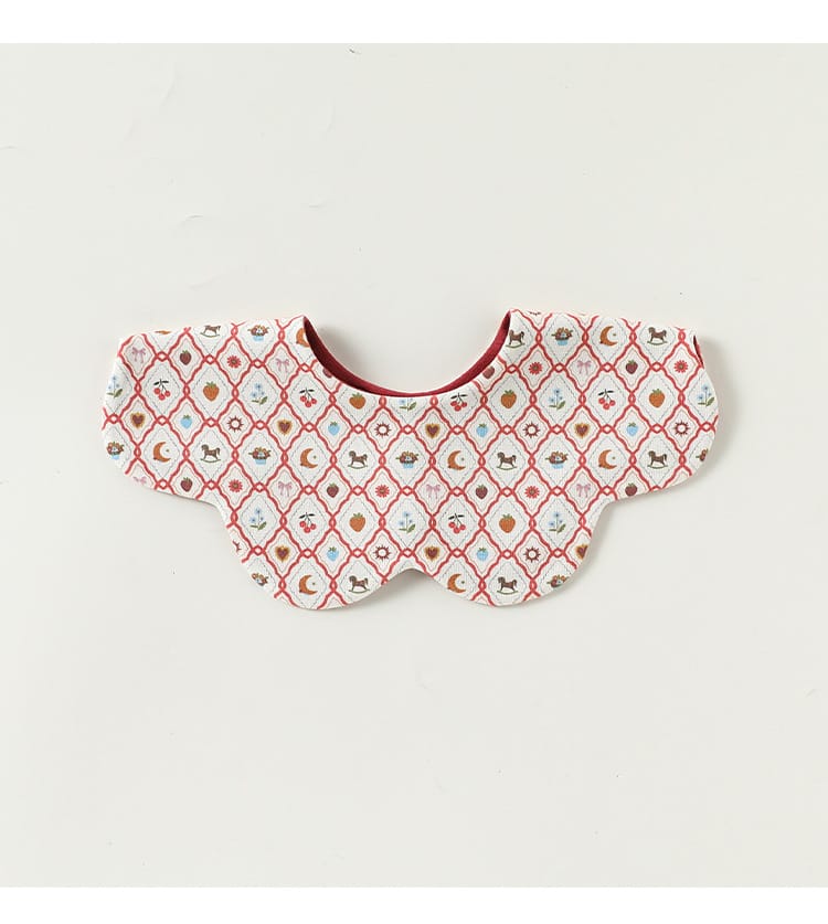 Double Sided Petal Shape Printed Cotton フルーツ チェリー スタイ【mh0012773】 Beitaoya よだれかけ
