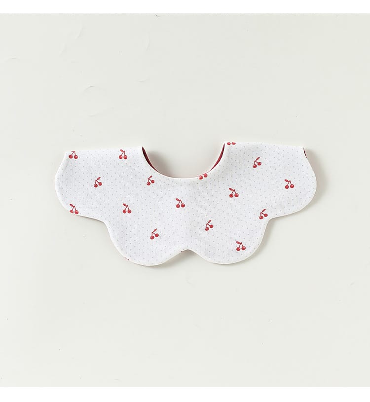Double Sided Petal Shape Printed Cotton フルーツ チェリー スタイ【mh0012773】 Beitaoya よだれかけ