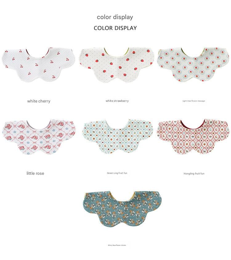 Double Sided Petal Shape Printed Cotton フルーツ チェリー スタイ【mh0012773】 Beitaoya よだれかけ