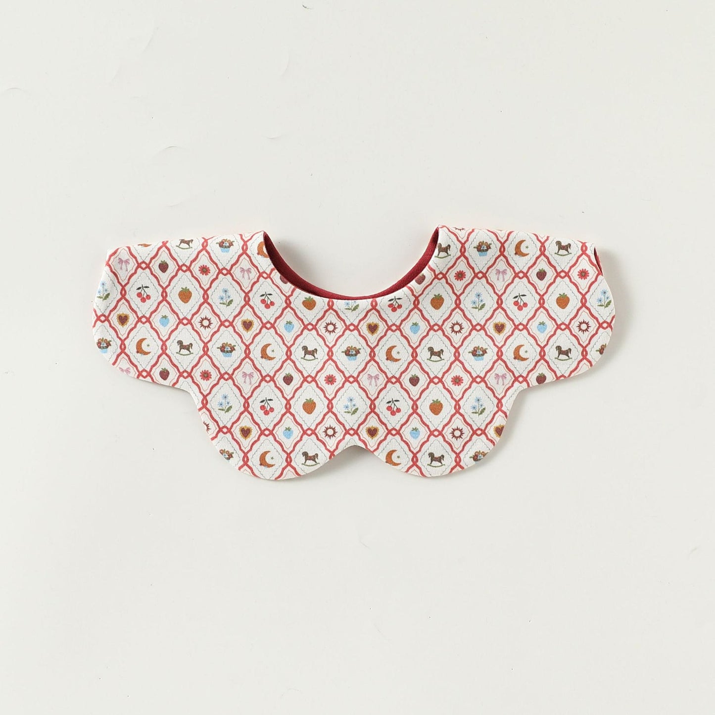 Double Sided Petal Shape Printed Cotton フルーツ チェリー スタイ【mh0012773】 Beitaoya よだれかけ