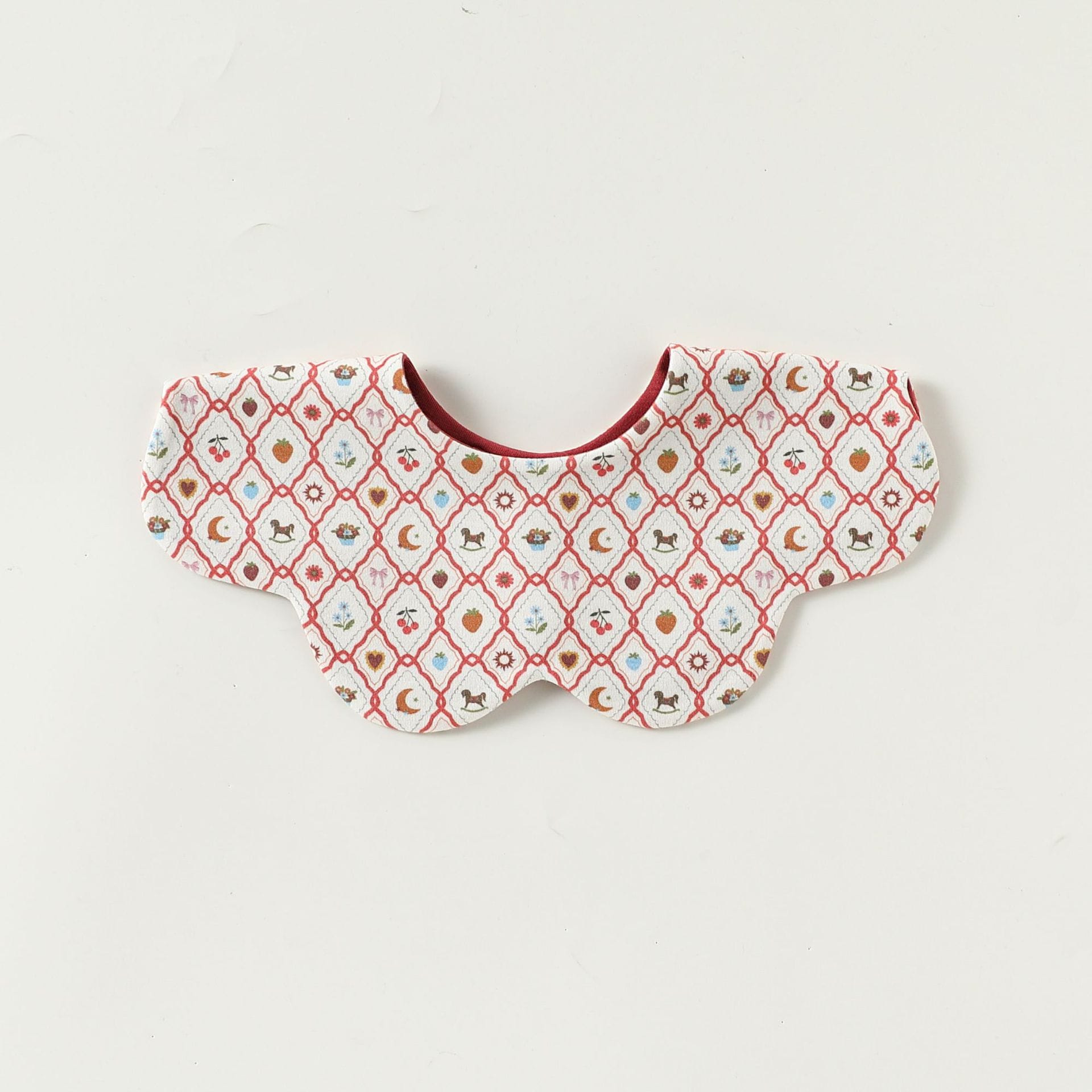 Double Sided Petal Shape Printed Cotton フルーツ チェリー スタイ【mh0012773】 Beitaoya よだれかけ