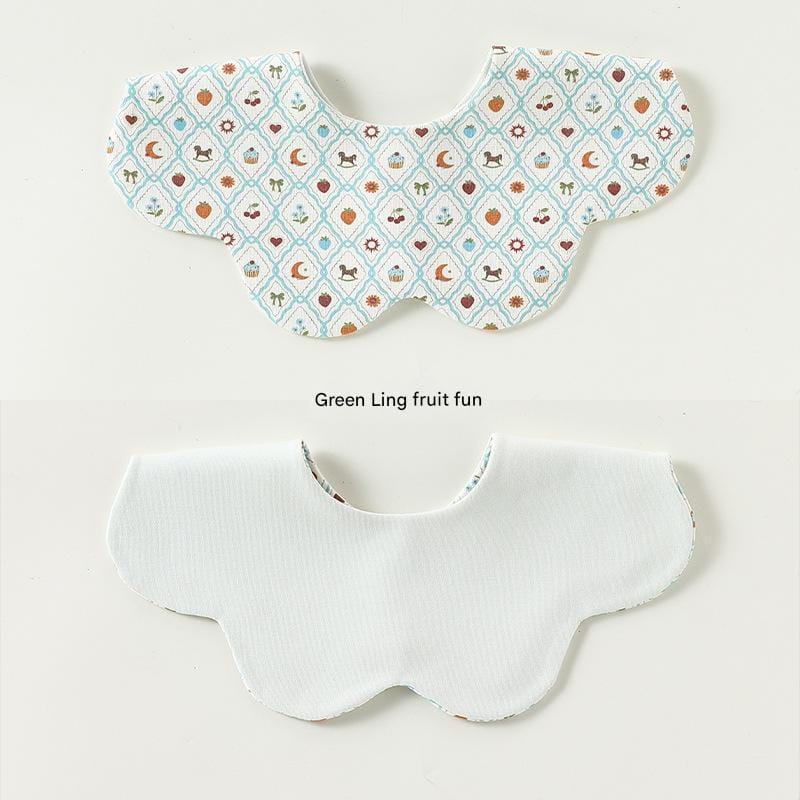 Double Sided Petal Shape Printed Cotton フルーツ チェリー スタイ【mh0012773】 Green diamond fruit fun / One Size Beitaoya よだれかけ