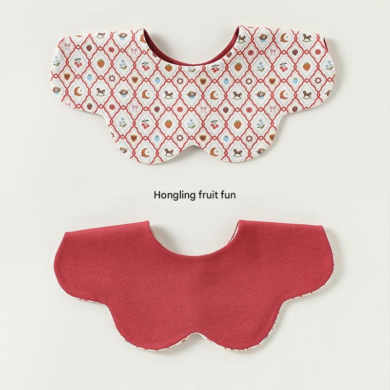 Double Sided Petal Shape Printed Cotton フルーツ チェリー スタイ【mh0012773】 Red diamond fruit interest / One Size Beitaoya よだれかけ