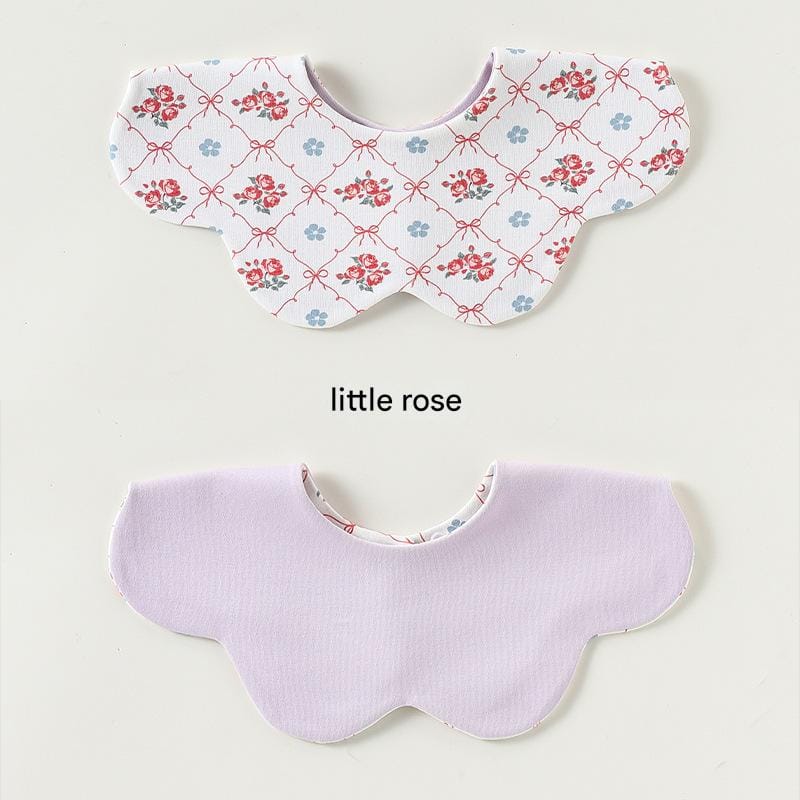 Double Sided Petal Shape Printed Cotton フルーツ チェリー スタイ【mh0012773】 Small rose / One Size Beitaoya よだれかけ