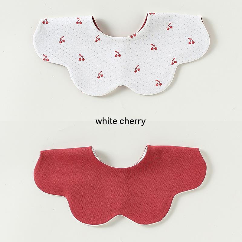 Double Sided Petal Shape Printed Cotton フルーツ チェリー スタイ【mh0012773】 White cherry / One Size Beitaoya よだれかけ