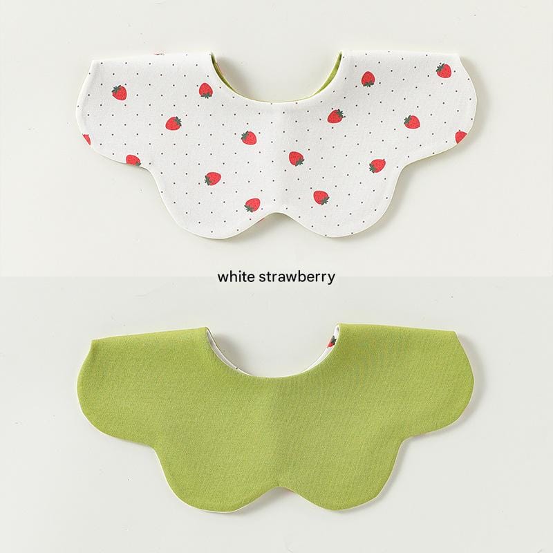 Double Sided Petal Shape Printed Cotton フルーツ チェリー スタイ【mh0012773】 White strawberry / One Size Beitaoya よだれかけ