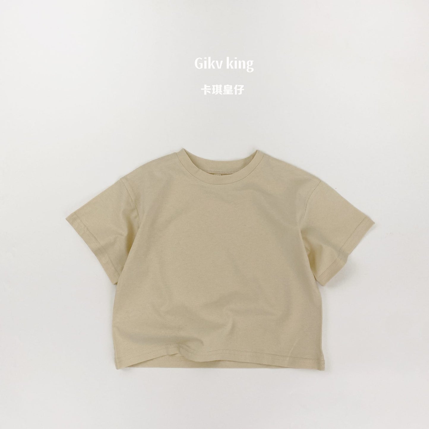Dropped Shoulder Cotton Top 無地 シンプル 半袖Tシャツ【mh0012834】 Beige Apricot / 80cm Gikv king 半袖Tシャツ