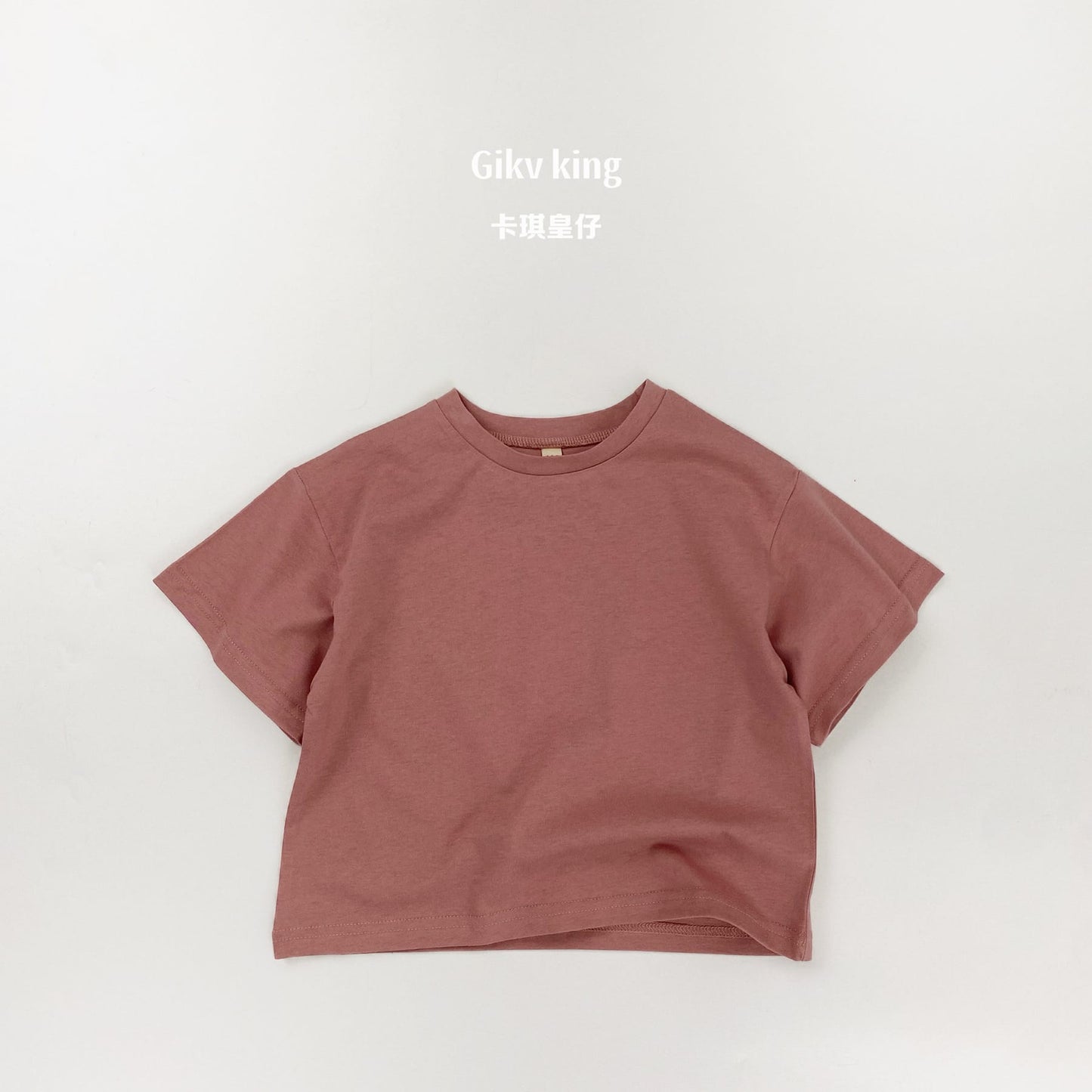 Dropped Shoulder Cotton Top 無地 シンプル 半袖Tシャツ【mh0012834】 Dark Pink / 80cm Gikv king 半袖Tシャツ