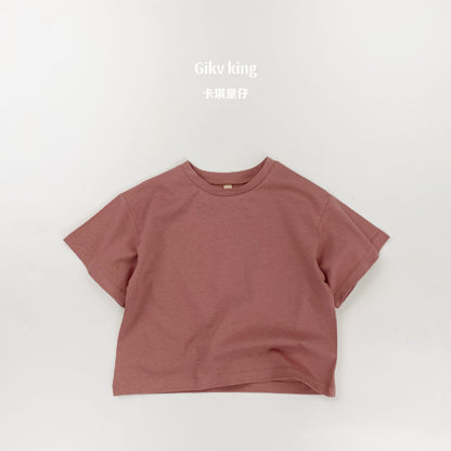 無地の半袖Tシャツ（ドロップショルダー）くすみローズピンク系・ワンカラー