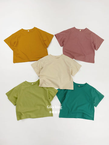 Dropped Shoulder Cotton Top 無地 シンプル 半袖Tシャツ【mh0012834】 Gikv king 半袖Tシャツ