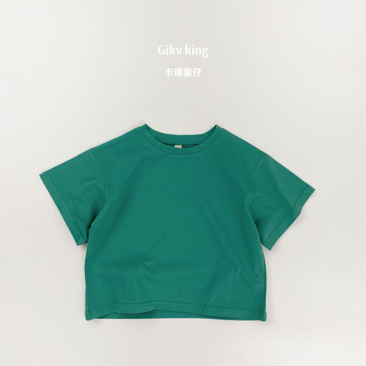 Dropped Shoulder Cotton Top 無地 シンプル 半袖Tシャツ【mh0012834】 Green / 80cm Gikv king 半袖Tシャツ