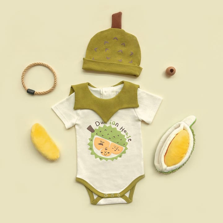 Durian Short Sleeve Romper With Hat ドリアン 半袖ロンパース【mh0013391】 Beige / 66cm TOMMY'S GIFTS 半袖ロンパース