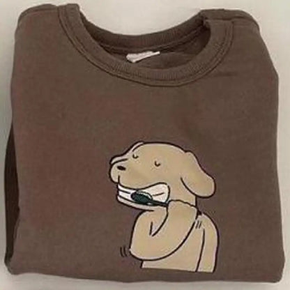 -ベビー アニマル 歯磨き トレーナー チェック パンツ【mh0000296】 - mamahalo shop - トレーナー・フーディ -  べビー服 - 子供服 - 男の子 - 女の子