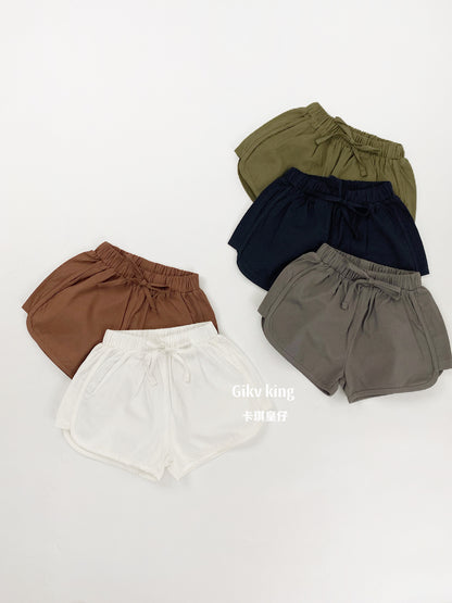 Elastic Waist Drawstring Dolphin Shorts 無地 ショートパンツ【mh0012840】 Gikv king ハーフパンツ・ショートパンツ