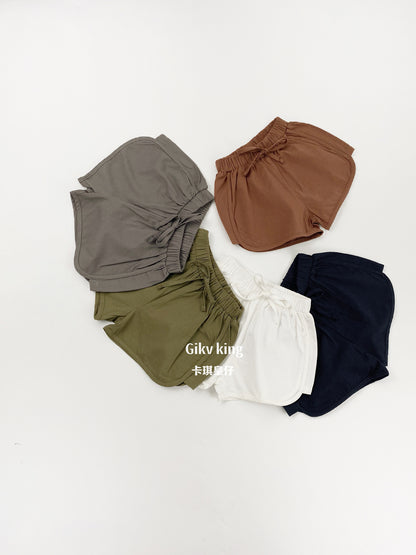 Elastic Waist Drawstring Dolphin Shorts 無地 ショートパンツ【mh0012840】 Gikv king ハーフパンツ・ショートパンツ