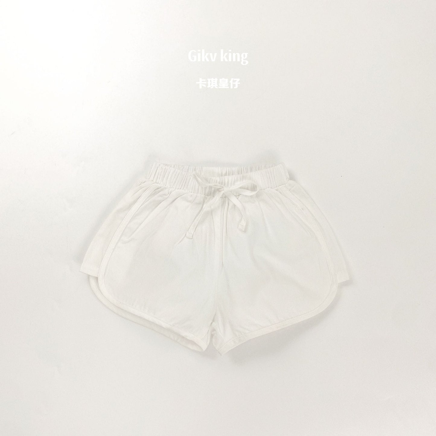 Elastic Waist Drawstring Dolphin Shorts 無地 ショートパンツ【mh0012840】 Ivory / 80cm Gikv king ハーフパンツ・ショートパンツ