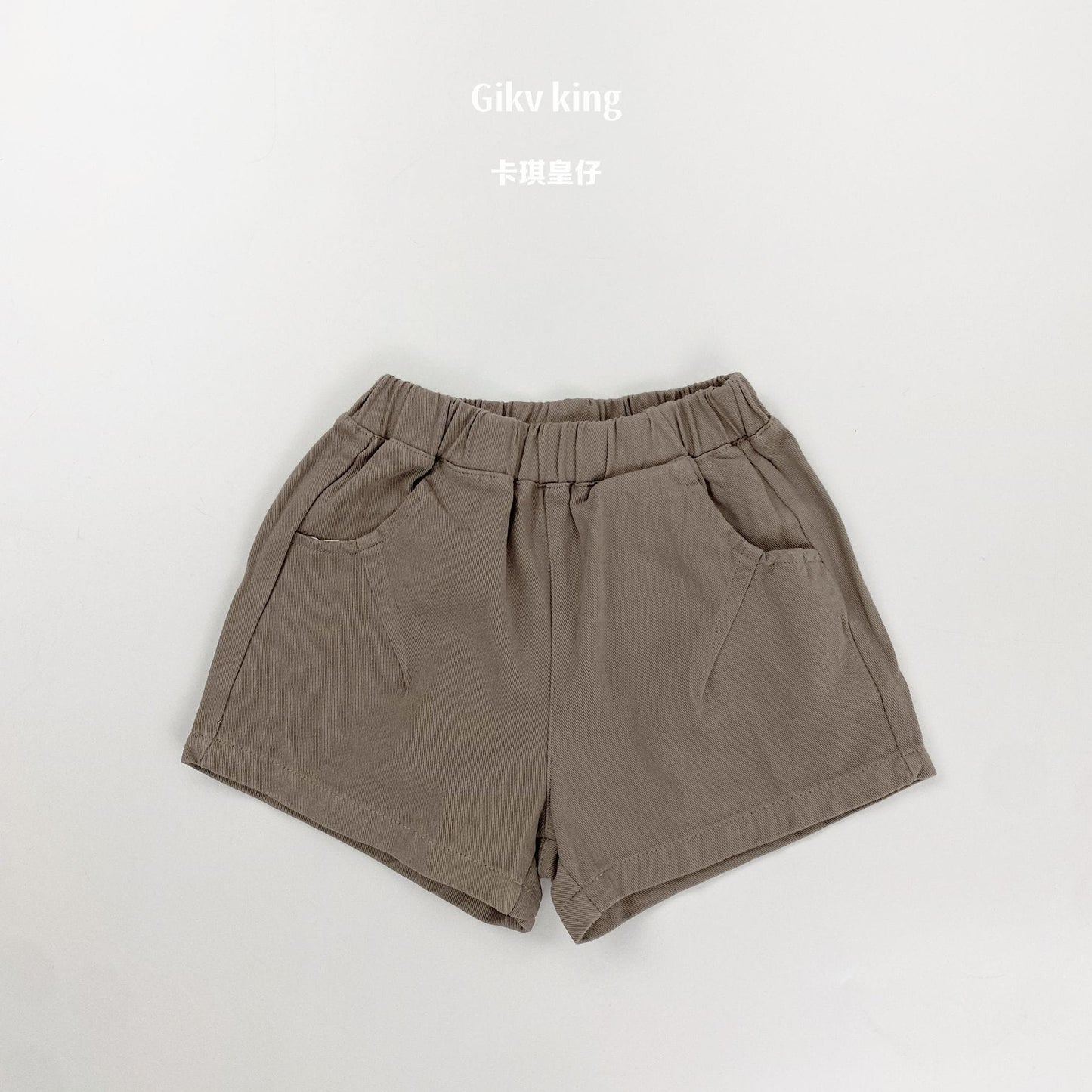 Elastic Waist Solid Casual Shorts 無地 シンプル ショートパンツ【mh0012827】 Army Green / 80cm Gikv king ハーフパンツ・ショートパンツ