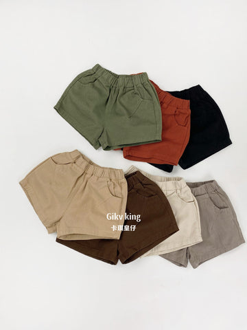 Elastic Waist Solid Casual Shorts 無地 シンプル ショートパンツ【mh0012827】 Gikv king ハーフパンツ・ショートパンツ