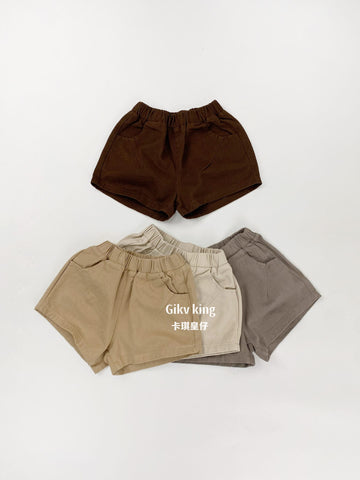 Elastic Waist Solid Casual Shorts 無地 シンプル ショートパンツ【mh0012827】 Gikv king ハーフパンツ・ショートパンツ