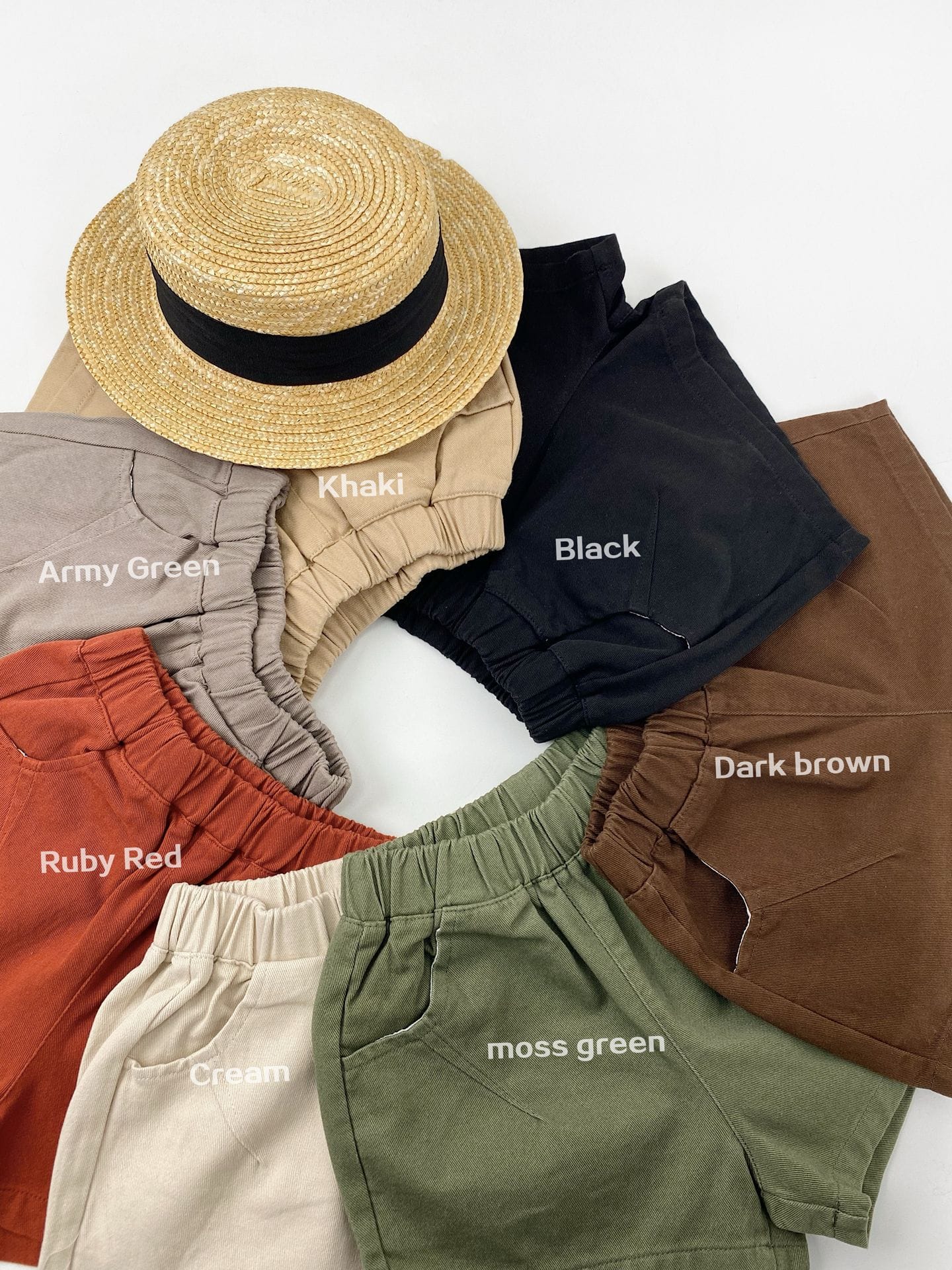 Elastic Waist Solid Casual Shorts 無地 シンプル ショートパンツ【mh0012827】 Gikv king ハーフパンツ・ショートパンツ